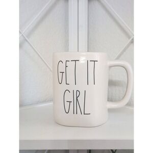 Rae Dunn Artisan Collection by Magenta White Coffee Mug Cup "GET IT GIRL" Pink